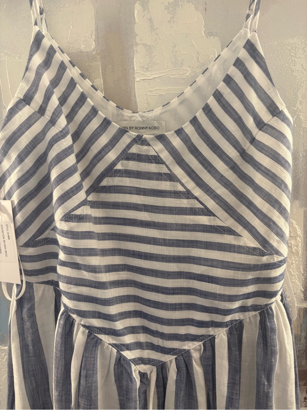 Torn by Ronny Kobo Blue and White Striped Midi Dress - Picture 4 of 6